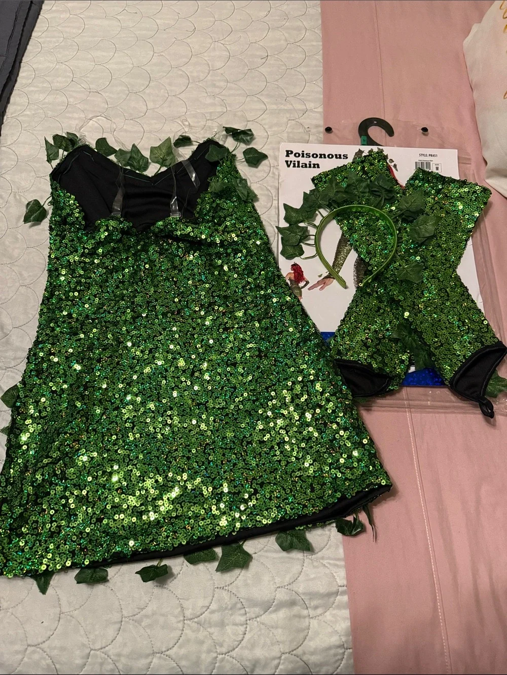 Party King Poisonous Villain Women's Green Sequin Costume